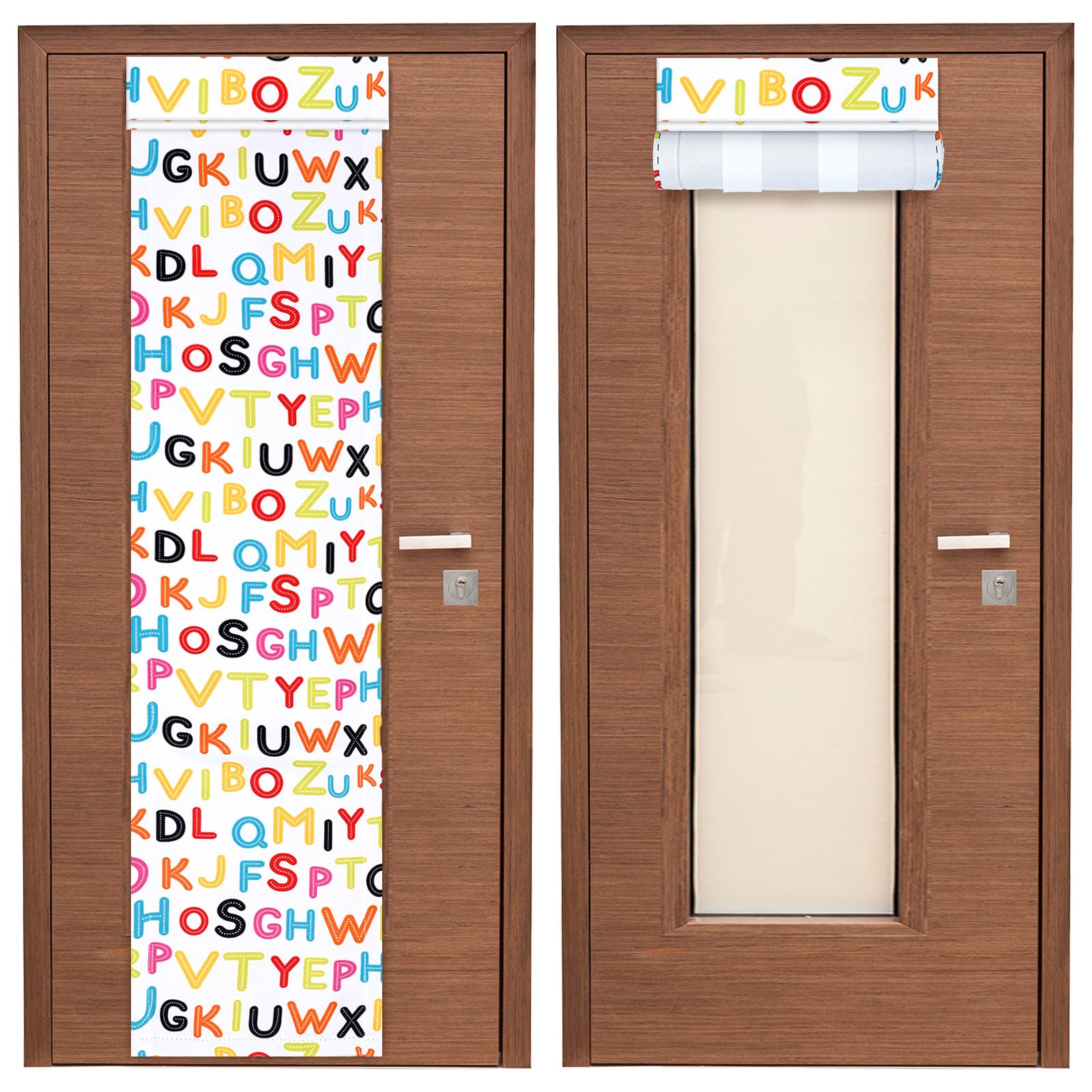 Leinuosen 2 Pcs Classroom Door Window Cover Curtains Blackout Lockdown Shades for Glass Doors Window Covering Darkening Blackout