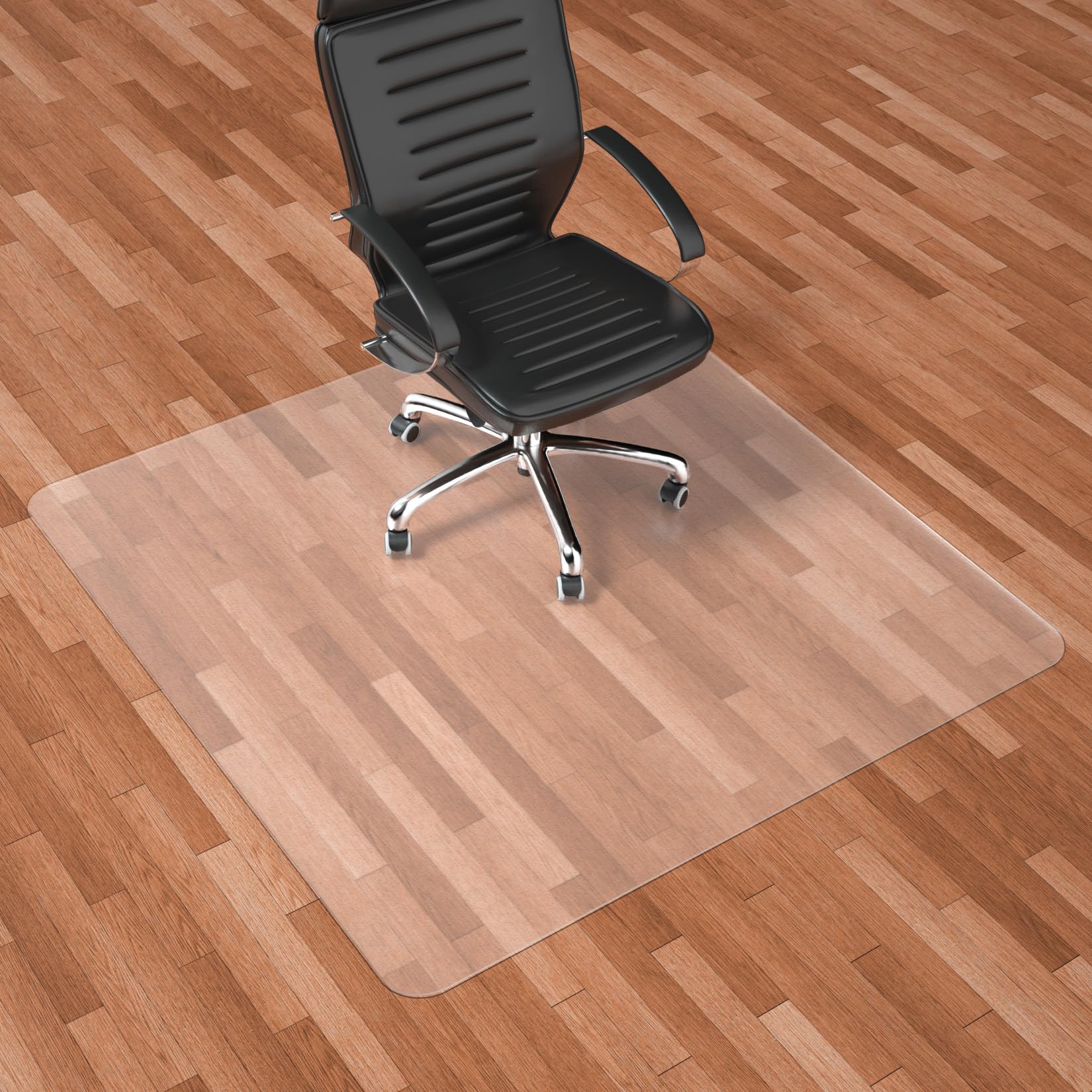 Naturehydro Office Chair Mat For Hardwood Floor - 48' X 48' Easy Glide Computer Desk Chair Floor Mat - Clear Plastic Rolling C
