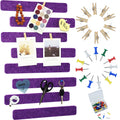 Youdeful 8Pcs Bulletin Board Strips, Purple Felt Pin Board Bar Strips With 50 Pushpins, Self-Adhesive Felt Cork Board Strips For