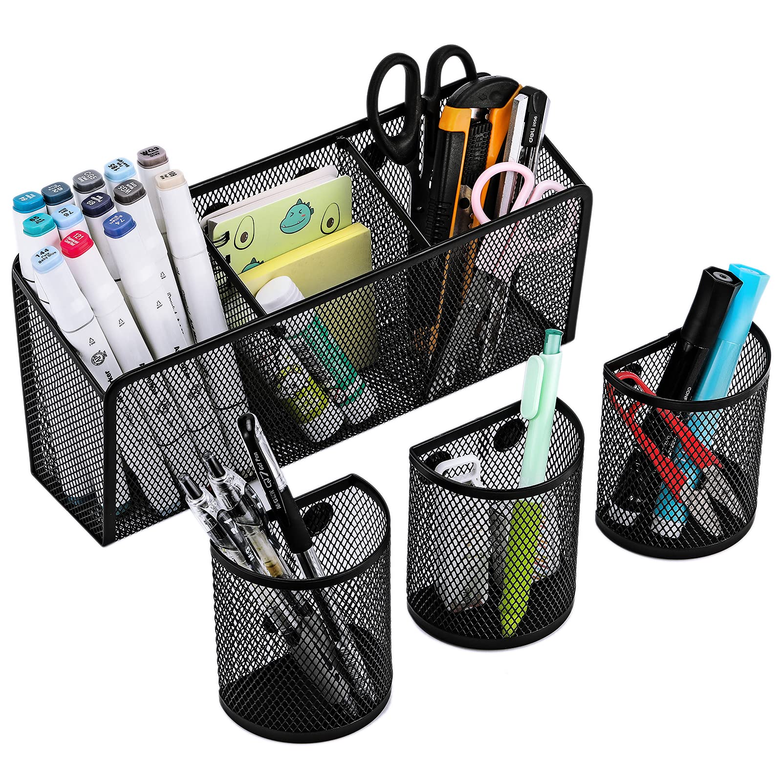 Vicnova Magnetic Pencil Holder - Metal Pen Holder With Strong Magnets - Storage Basket Organizer For Whiteboard, Refrigerator, L