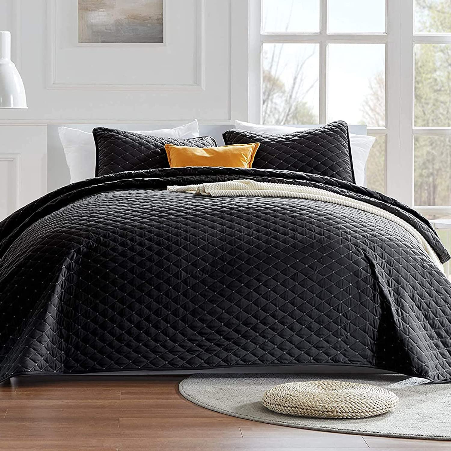 Sleep Zone Reversible Summer Quilt Set Full/Queen (90X96 Inch | 2 Pillow Shams) - Soft Lightweight Bedspread Coverlet Set For Al