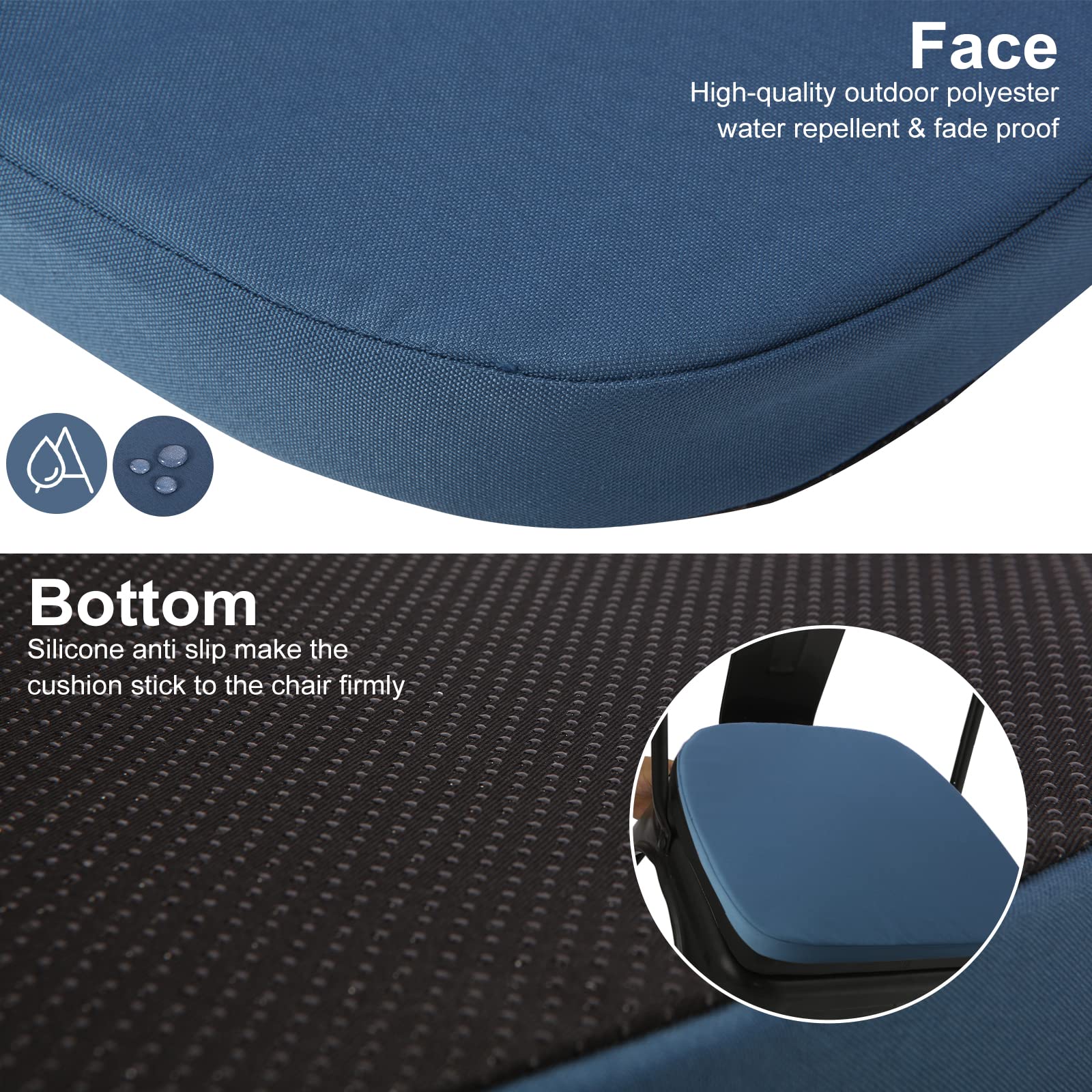 Gueglsa Outdoor Waterproof Seat Cushions 14X14 Inch, Non Slip Metal Chair Pad With Ties, U Shaped Metal Chair Cushion For Kitche