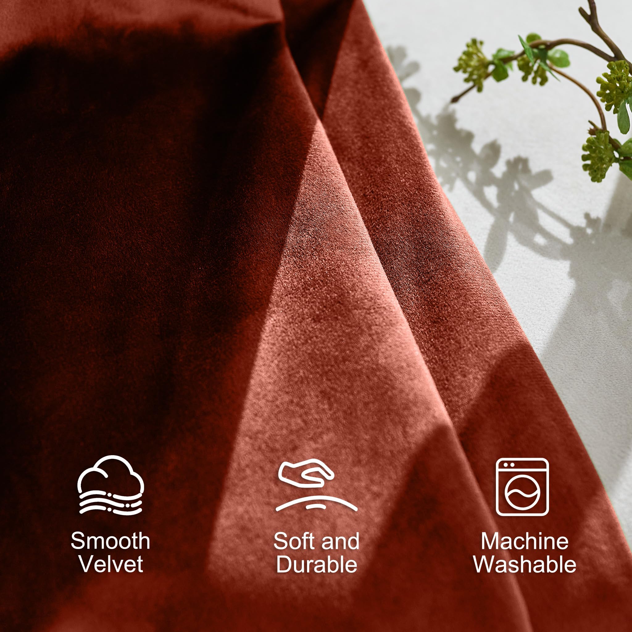 Lazzzy Orange Velvet Curtains Room Darkening Thermal Insulated Curtains 84 Inch Long Window Drapes For Bedroom Living Room Super Soft Luxury Rod Pocketwindow Treatment 2 Panels, Rust Red