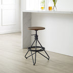 Crosley Furniture Kalen Wood Seat Adjustable Height Swivel Bar Stool, Brown/Matte Black