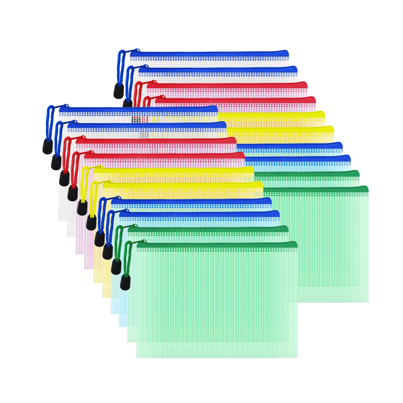 Austark 20 Pcs Zipper File Bags, Plastic Mesh Pouch, Board Game Storage Bag, Waterproof Bags For Office School (B6 Size 7.6'X5.