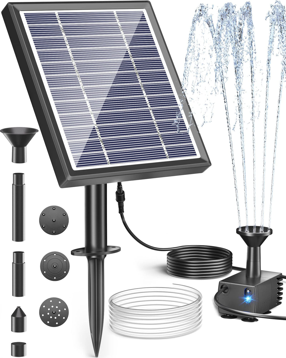 Biling Solar Fountain For Bird Bath, Solar Panel Kit Outdoor Solar Water Pump With 4Ft Tubing For Hummingbird Bath, Small Pond A