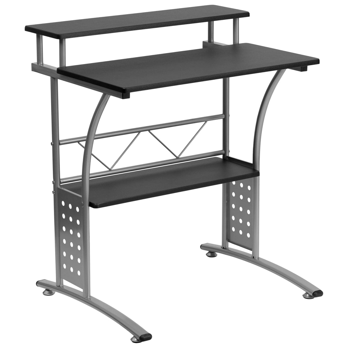 Flash Furniture Clifton Modern Office Computer Desk with Top and Bottom Storage Shelves, Small Computer Desk for Home Office, 28&quot;W, Black