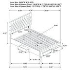 Coaster Home Furnishings Soledad Modern Classic Fabric Upholstered Full Size Storage Panel Bed Frame Platform Bed 52-inch Headboard Grey 305877F