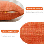 Otostar Pack Of 2 Throw Pillow Covers 20X20 Inch Linen Orange Pillowcases Farmhouse Decorative Solid Pillow Covers 50X50 Cm Squa