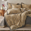 Eavd Vintage Style Yellow Floral Duvet Cover Queen Soft 100% Muslin Cotton Yarn-Dyed Jacquard Textured Bedding Set With 2 Pillow