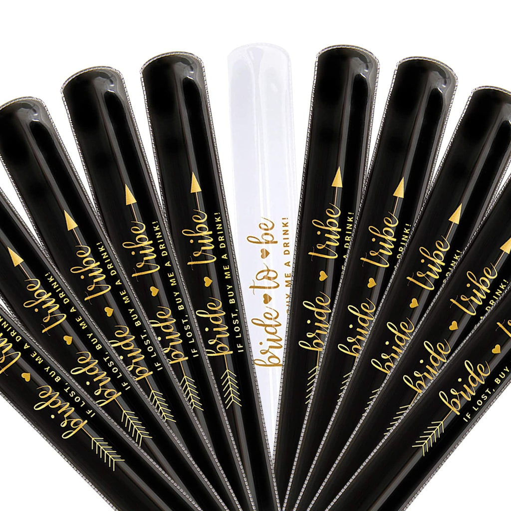 Pop Fizz Designs Bachelorette Slap Bracelets | Bachelorette Party Favors | Bride Tribe Gifts (Black)