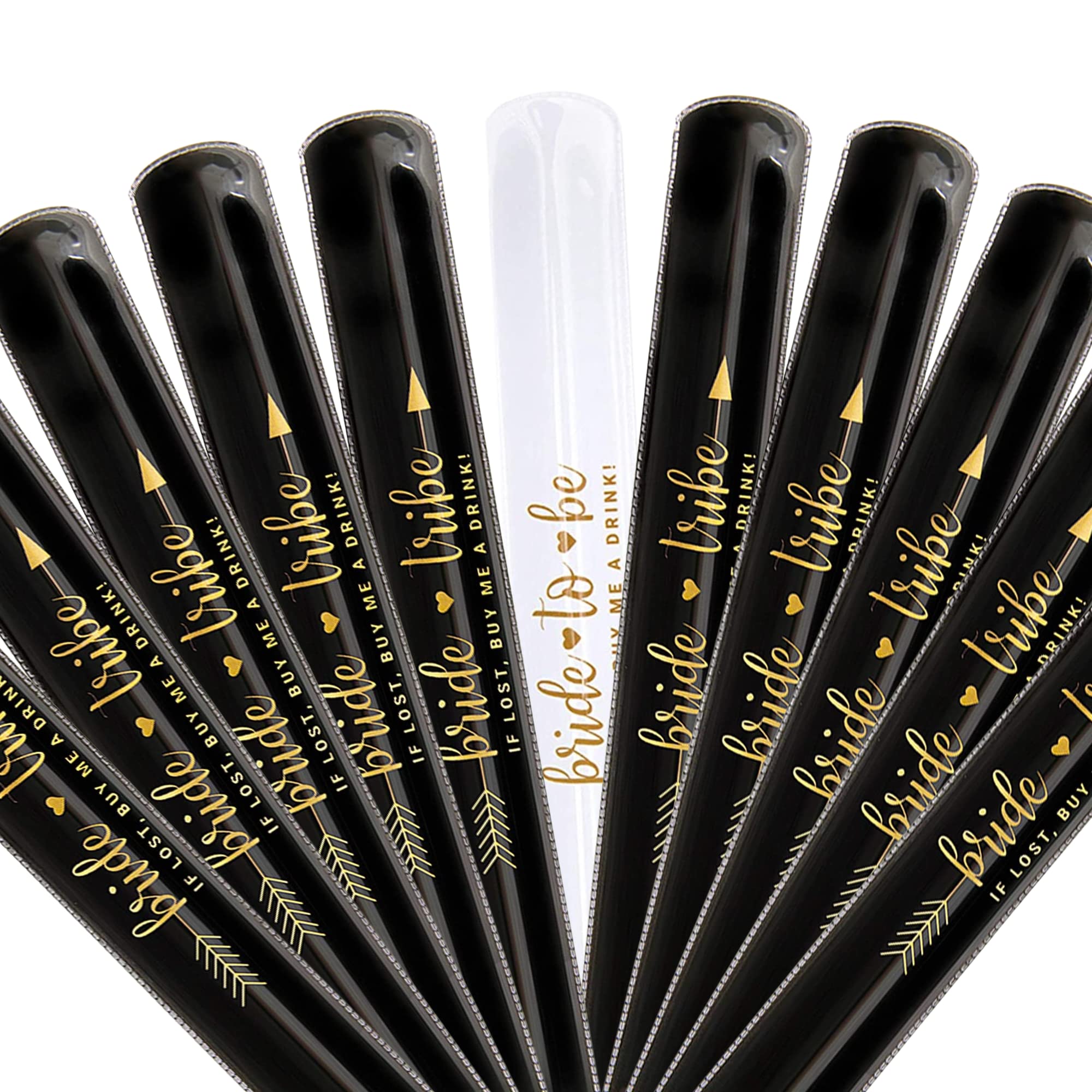 Pop Fizz Designs Bachelorette Slap Bracelets | Bachelorette Party Favors | Bride Tribe Gifts (Black)