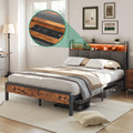 Novilla Queen Size Bed Frame, Queen Bed Frame with Headboard, Metal Bed Frame Queen Size with Lights & Charging, 12 inches Stora