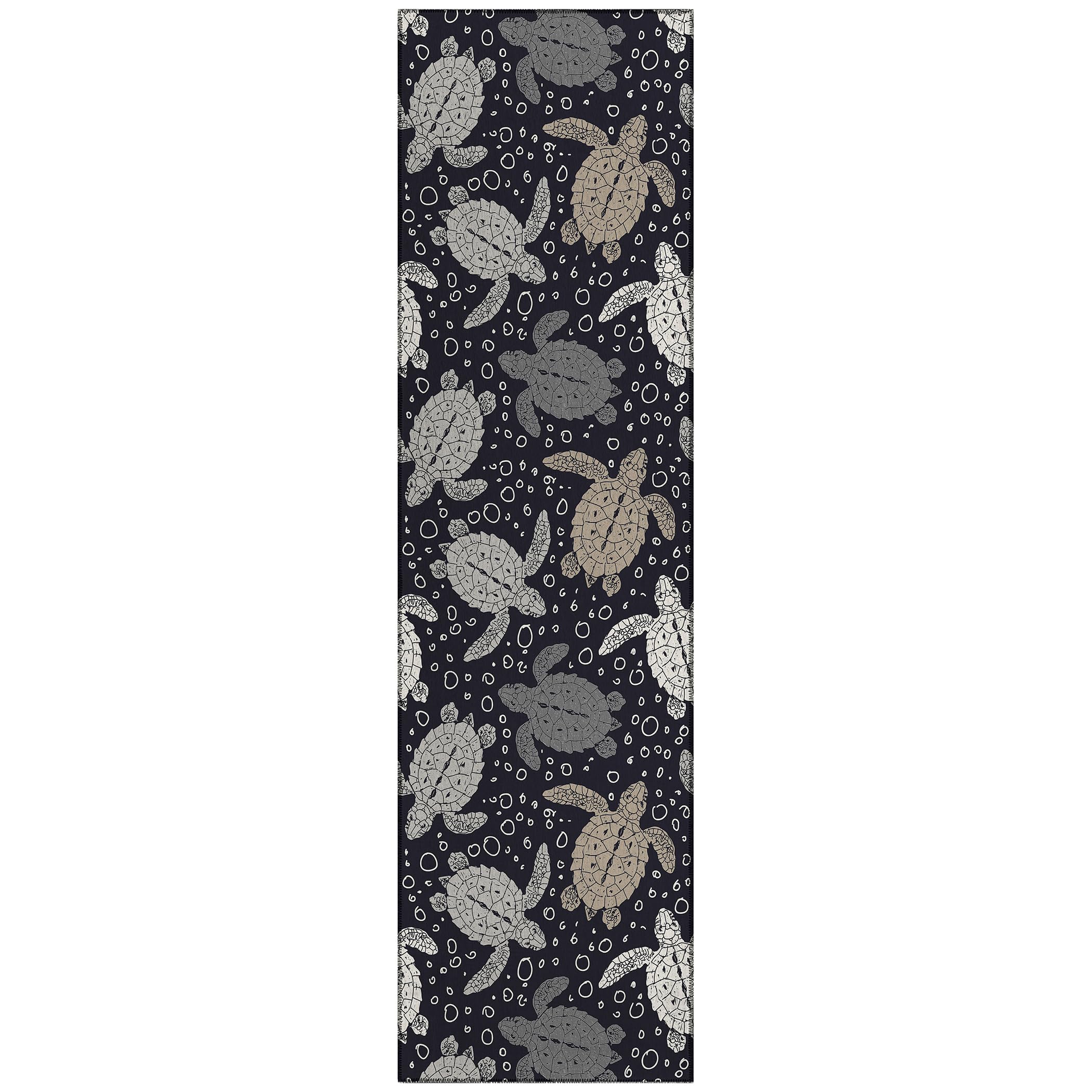 Addison Rugs Surfside Asr43 Midnight 2'3" X 7'6" Indoor Outdoor Runner Rug, Easy Clean, Machine Washable, Non Shedding, Bedroom, Living Room, Dining Room, Kitchen, Patio Rug