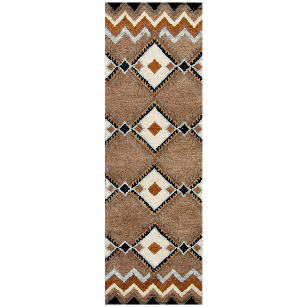 Rizzy Home Alora Decor Pueblo 2'6&quot; X 8' Tribal Multi/Navy/Dk Taupe/Camel Area Rug