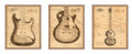 Poster Master 3-Piece Vintage Music Poster - Retro Instrument Print - Gift for Musician, Friend - Electric Guitar, Blueprint, Pa