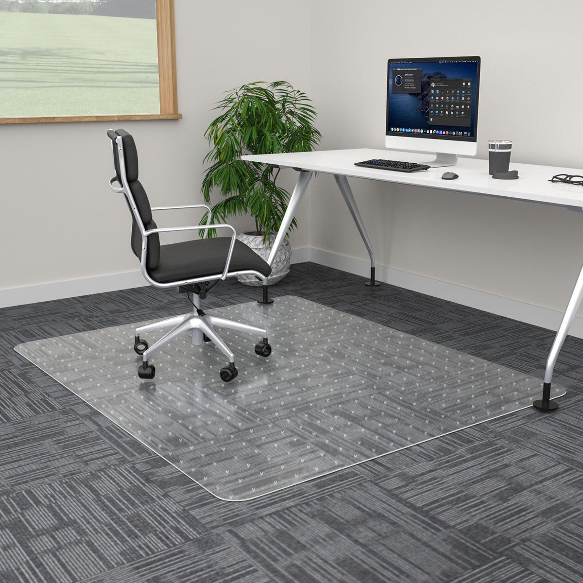 100Pointone Extra Large Office Chair Mat For Carpet, 45' X 53' Clear Desk Chair Mat For Low Pile Carpeted Floors- Easy Glide P