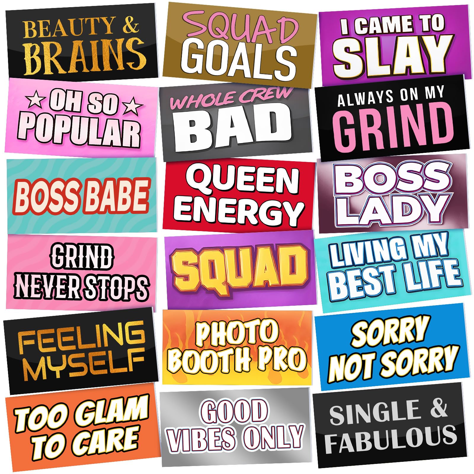 24 Designs Fun Photo Booth Props Fun Photo Booth Sign Decorations Double Sided 11x5.5 Inch Funny Props for Photoshoot DIY Water 