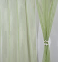 Homefab India Stripes Net Transparent Sheer Curtain  7X4 Feet, Door Curtains, Green, Pack of 2 Pcs