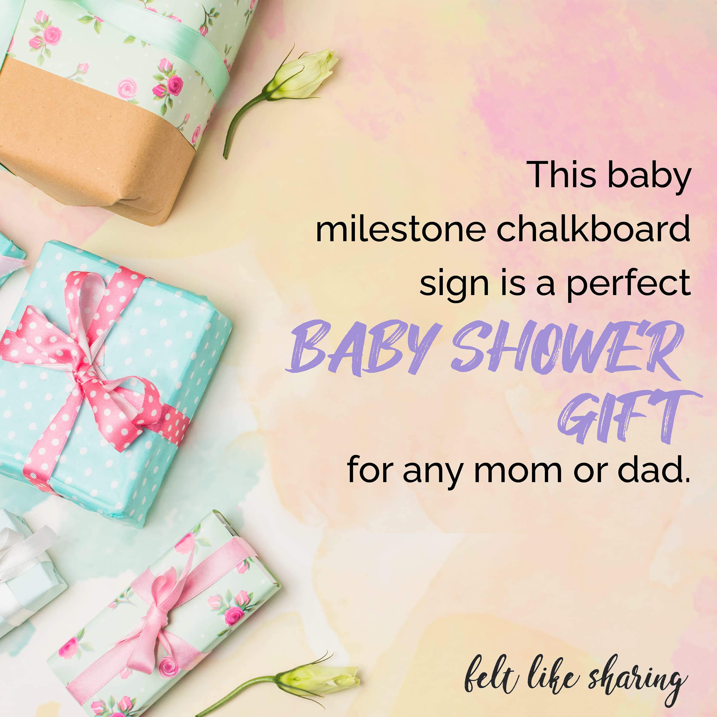 Felt Like Sharing Baby Milestone Chalkboard Sign, Nursery Decor, Baby Message Board - Cute Photo Milestone Board, Baby Growth Ch