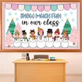 Winter Bulletin Board Decoration Set Xmas Tree Snowflakes Classroom Paper Cutouts Winter Snowman DIY Photo Bulletin Board Paper 
