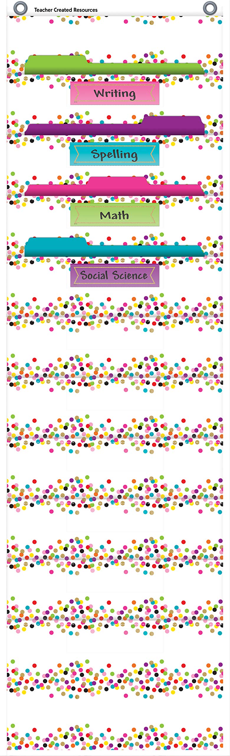 Confetti 10 Pocket File Storage Pocket Chart (14' X 58')