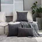 Home Brilliant 2 Packs Soft Cushion Covers Striped Velvet Throw Pillow Cases For Bed Living Room, 55X55 Cm, 22 X 22 Inch, Dark G