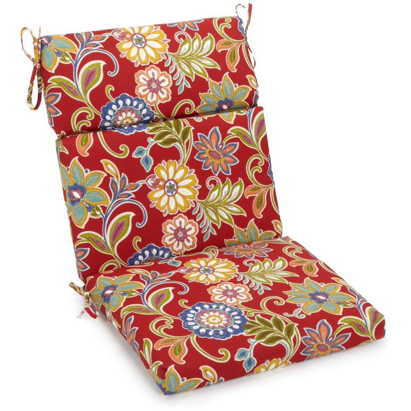 Blazing Needles Spun Polyester Patterned Outdoor Squared Seat/Back Chair Cushion, 18 x 38, Alenia Pompeii