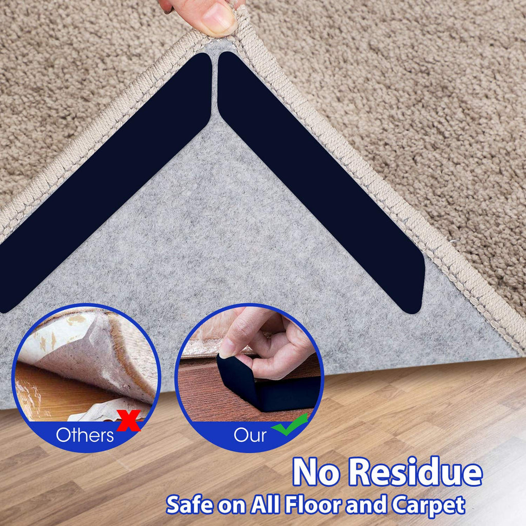 Sollifa Rug-Grip, 16 Pcs Dual Sided Washable Removable Prevent Curling Corner Carpet Holder, Keep Rug In Place Non Slip Adhesive