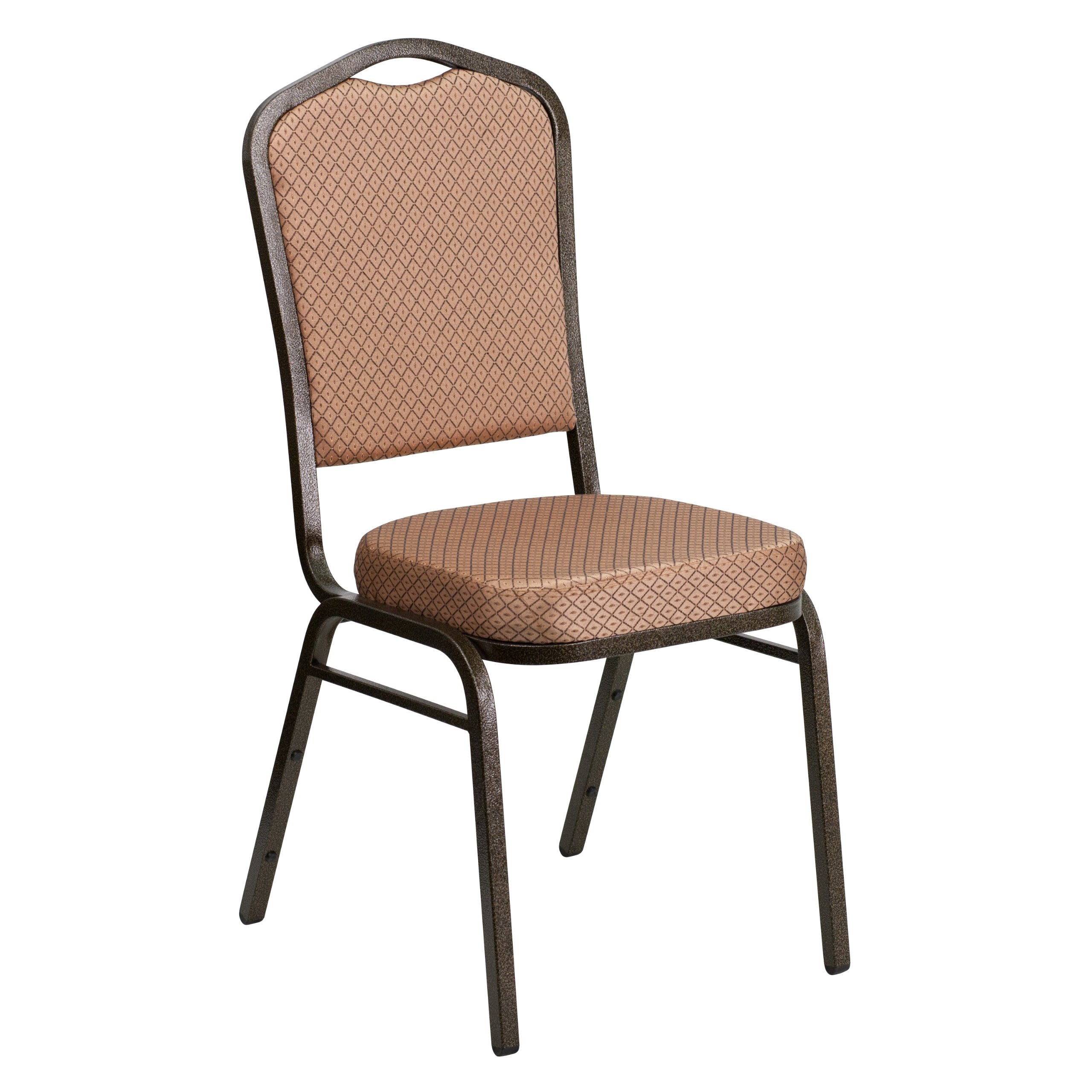 Flash Furniture HERCULES Series Crown Back Stacking Banquet Chair in Gold Diamond Patterned Fabric - Gold Vein Frame
