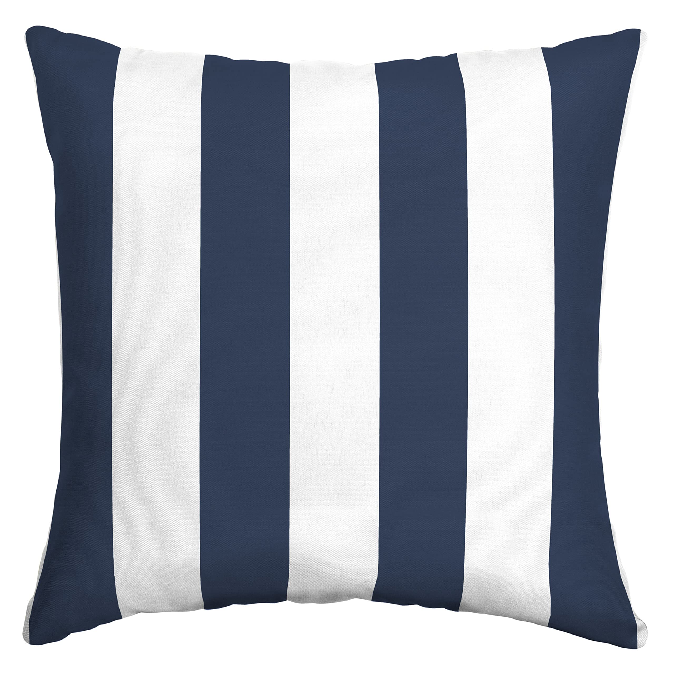 Arden Selections Outdoor Toss Pillow, 16 X 16, Rain-Proof, Fade Resistant 16 X 16, Sapphire Blue Cabana Stripe