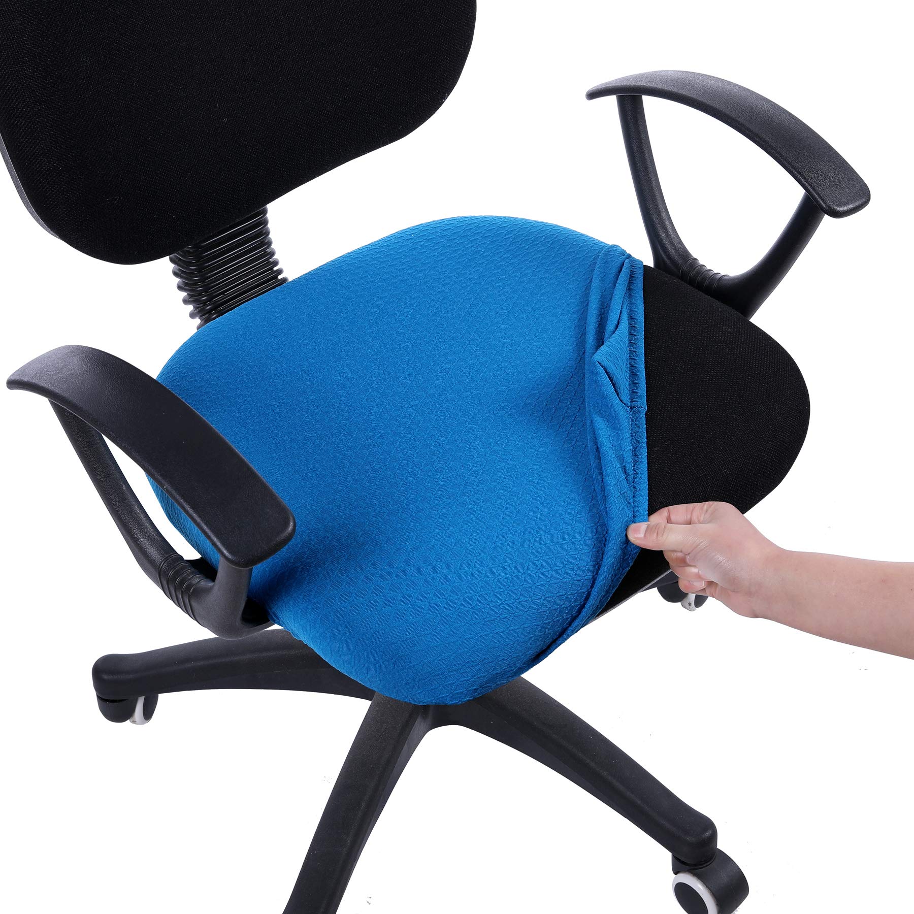 smiry Stretch Jacquard Office Computer Chair Seat Covers, Removable Washable Anti-dust Desk Chair Seat Cushion Protectors - Ocea