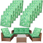 Newwiee 12 Pcs Patio Stretch Sofa Cushion Covers Outdoor Cushion Cover Replacement Couch Slipcover Sofa Seat Cover Flexibility Chair Cushion Cover Porch Patio Furniture Protector (Green,Monstera)