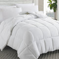 Cosybay Down Alternative Comforter (White, King) - All Season Soft Quilted King Size Bed Comforter - Duvet Insert With Corner Ta