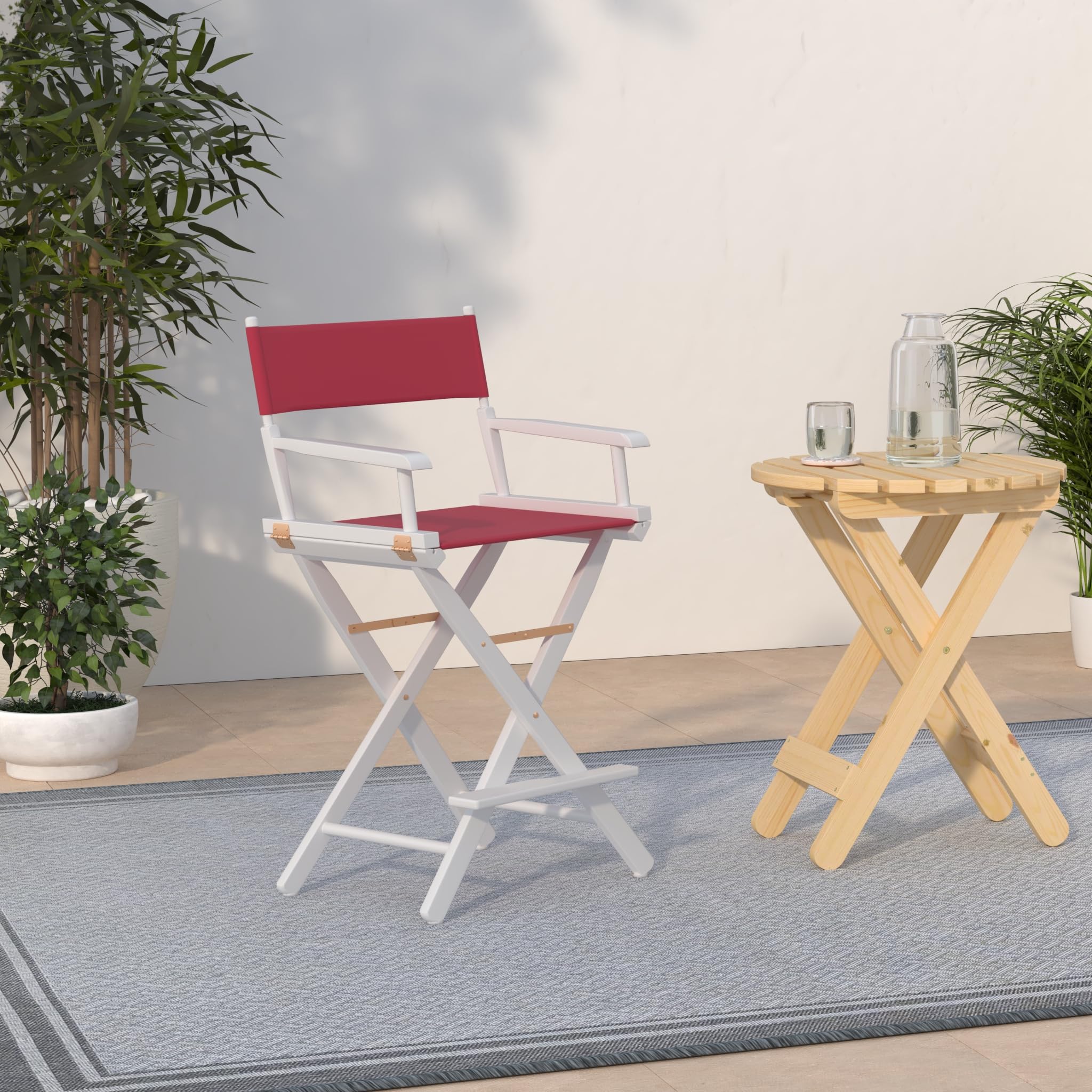 Casual Home 24&quot; Director's Chair White Frame with Burgundy Canvas, Counter Height