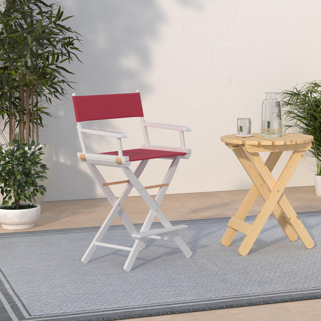 Casual Home 24" Director's Chair White Frame with Burgundy Canvas, Counter Height