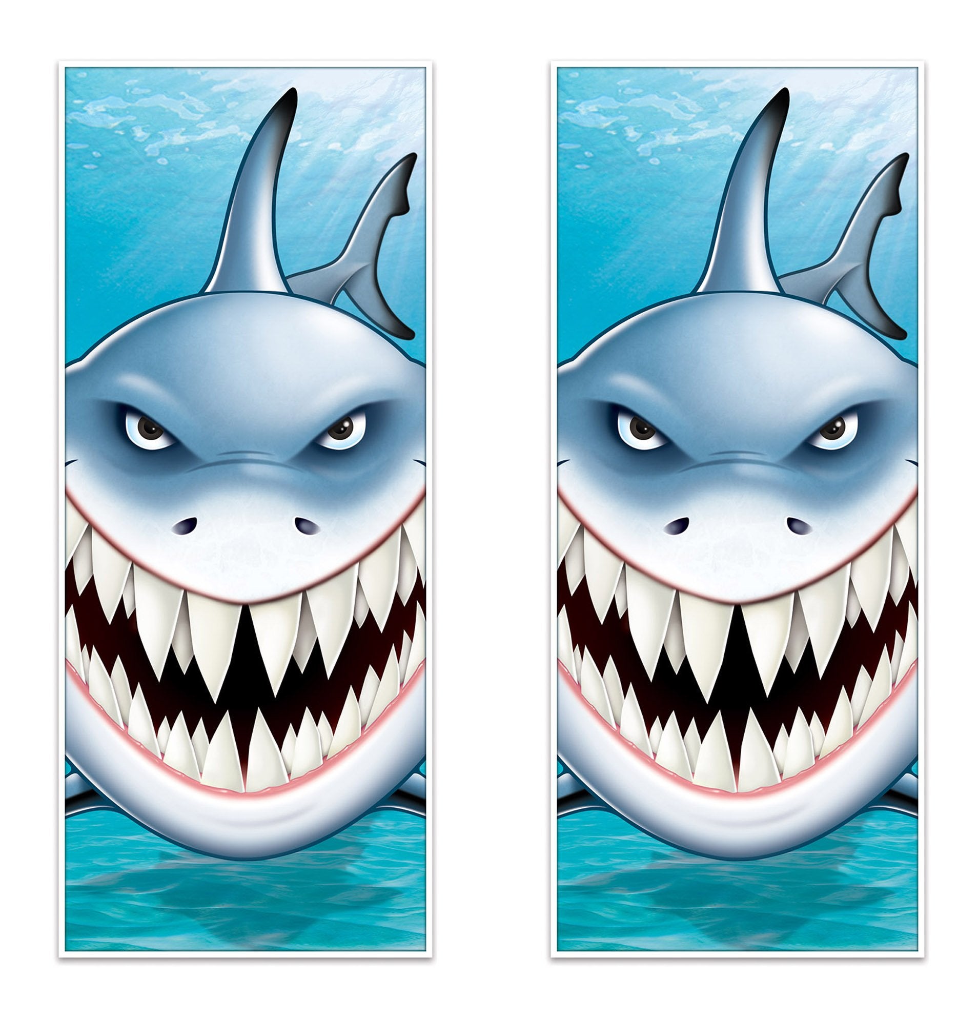 Beistle Plastic Shark Door Covers, 6' x 30', Set of 2 - Under the Sea Nautical Party Supplies, Fish Themed Birthday Decorations