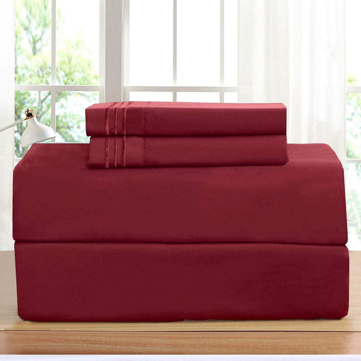 Elegant Comfort Luxurious Bed Sheets Set On Amazon 1500 Premier Wrinkle,Fade And Stain Resistant 4-Piece Bed Sheets, Deep Pocket