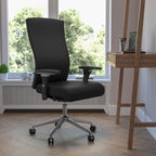 Flash Furniture HERCULES Series 24/7 Intensive Use 300 lb. Rated Black LeatherSoft Multifunction Ergonomic Office Chair with Seat Slider
