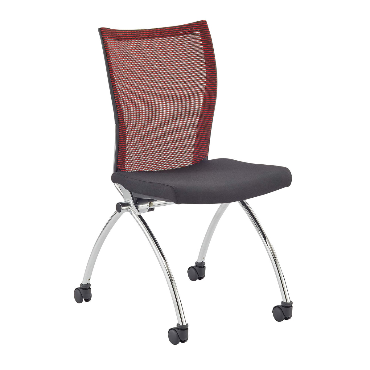 Safco Products Valoré High Back Chair Without Arms Tsh2Br, Red, Reclining Mesh Back, Fabric Seat, Compact Nesting Storage (Qty. 2)