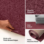 Ambiant Pet Friendly Solid Color Area Rug, Cranberry, 20 x 40 Half Round, Indoor, Stain Resistant, Perfect for Living Room & Entryway