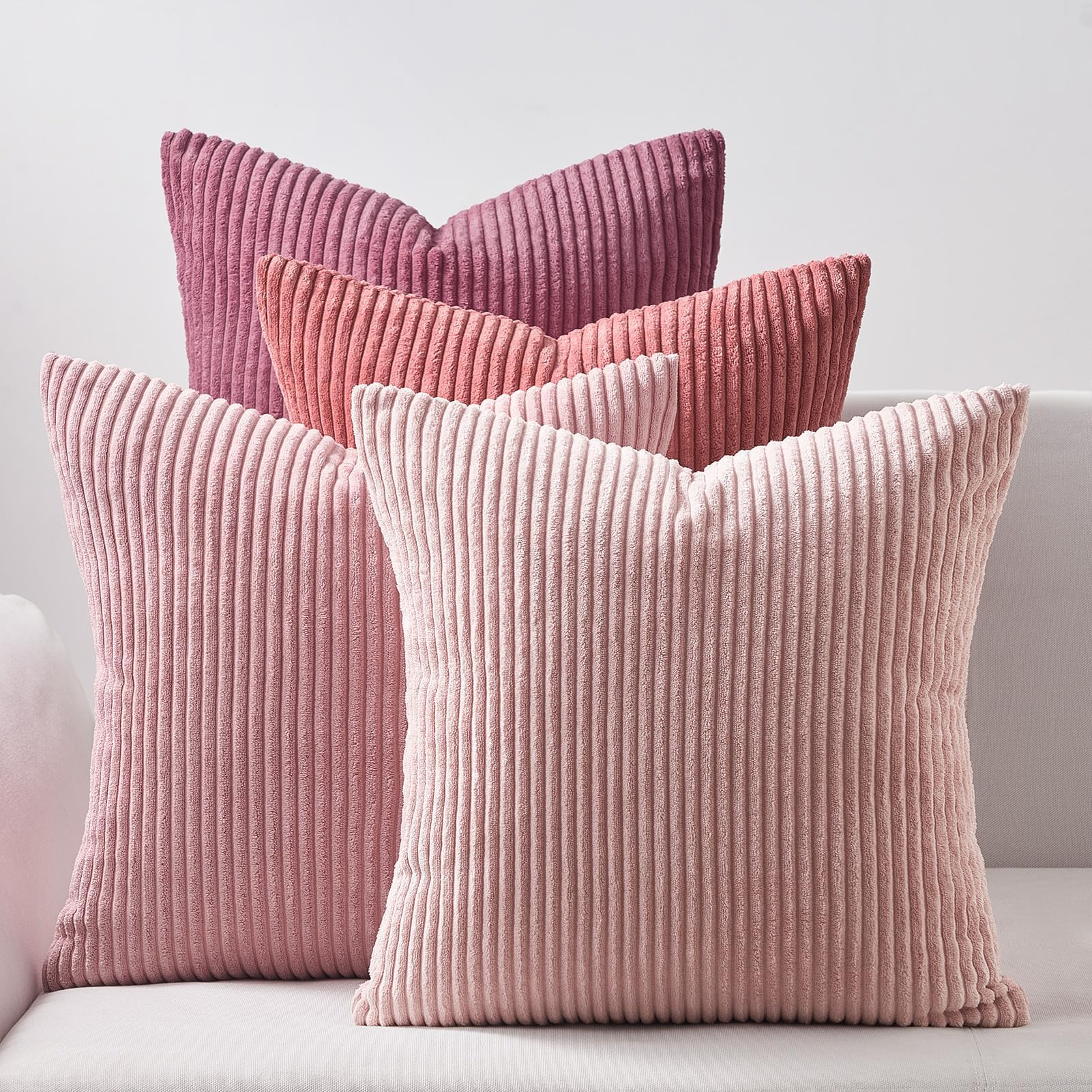 Topfinel Pink Throw Pillows Covers 20X20 Inch Set Of 4,Farmhouse Corduroy Decorative Cushion Case,Valentine'S Day Pillow Case Fo