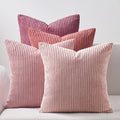 Topfinel Pink Throw Pillow Covers 16X16 Inch Set Of 4,Soft Farmhouse Corduroy Decorative Cushion Cover,Square Cute Pillow Case F