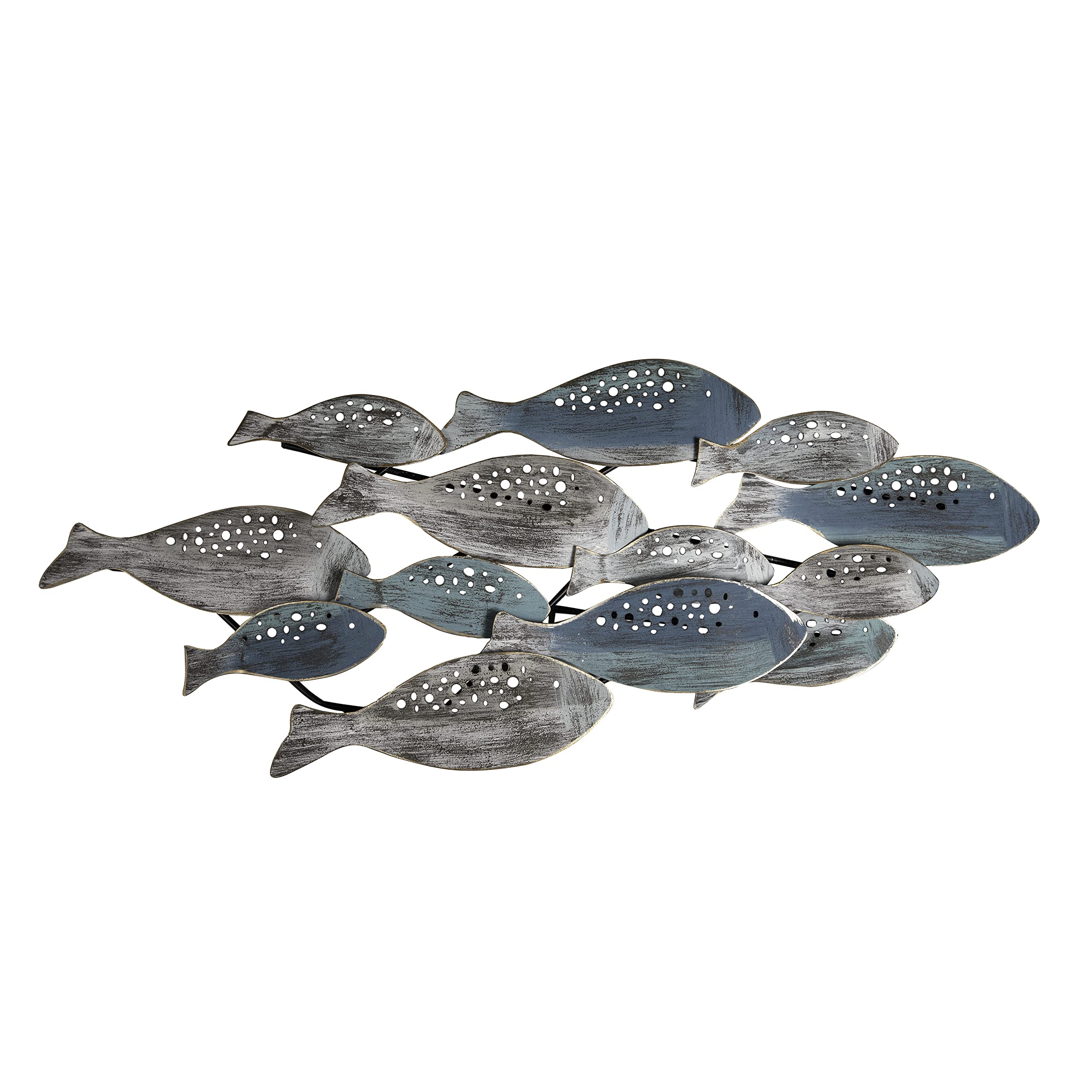 Danya B. School of Fish Modern Metal Wall Art, Perfect for Coastal, Nautical, Beach, or Boat Decor, Collector, Vacation House, B
