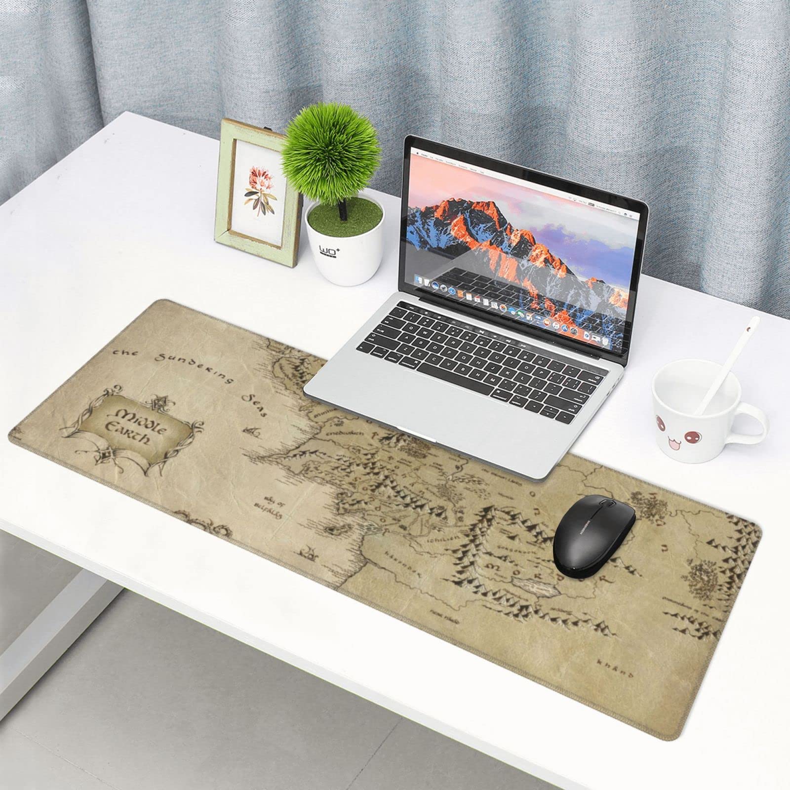 Middle Earth Map Extended Large Xxl Gaming Mouse Pad Mat ( 31.5 X 11.8 In ), Mousepad Keyboard With Non-Slip Rubber Base Waterpr