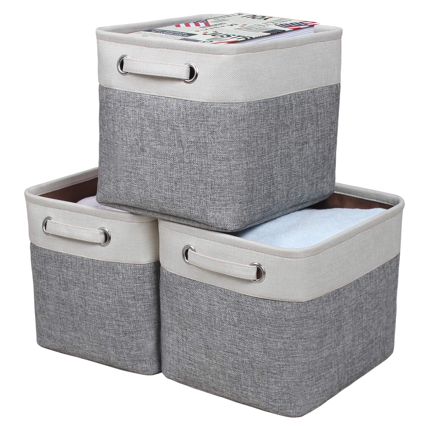 Kntiwiwo Foldable Storage Bin Collapsible Basket Cube Storage Organizer Bins with Dual Carry Handles for Home Closet Nursery Dra