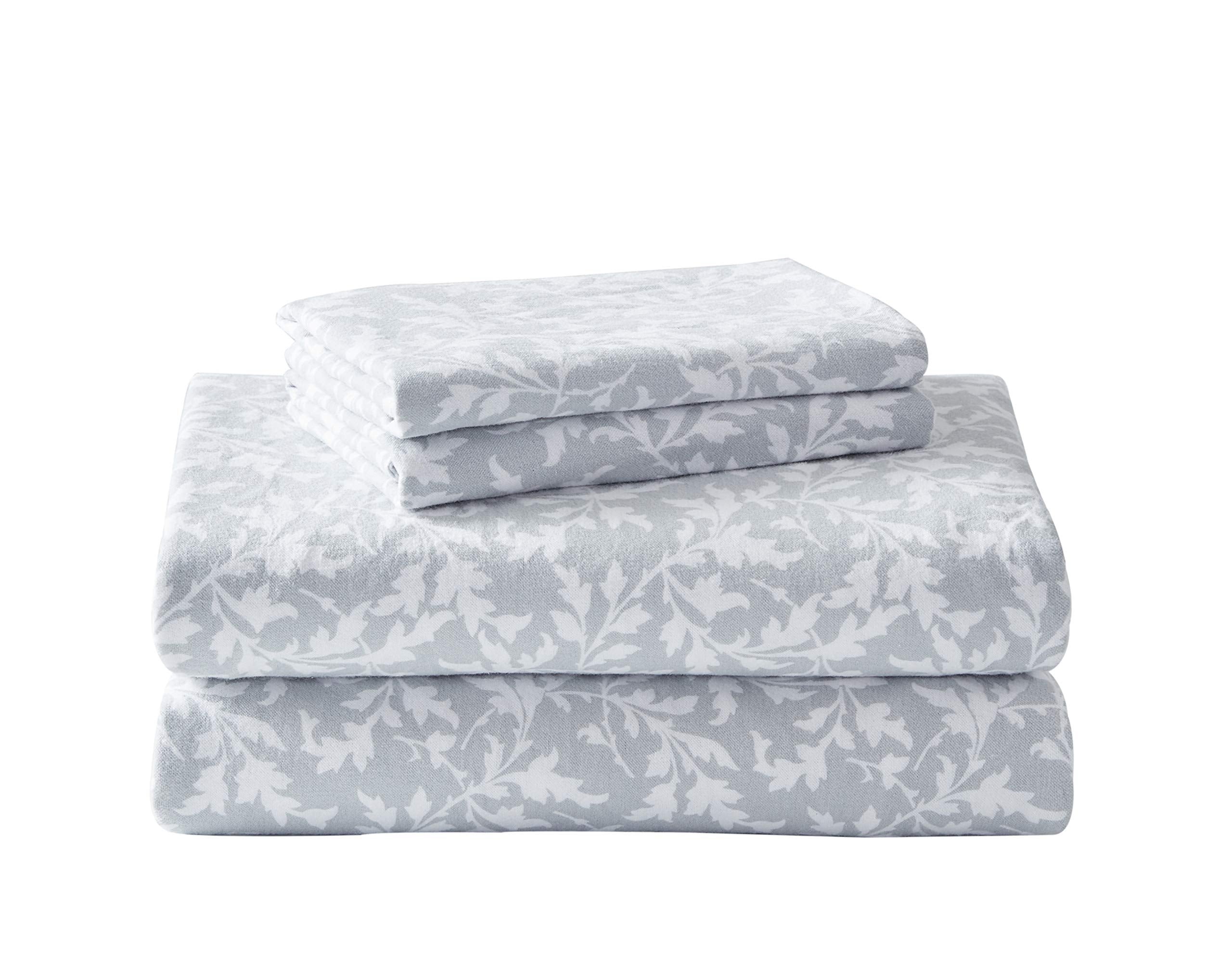 Laura Ashley Home - Queen Sheets, Cotton Flannel Bedding Set, Brushed For Extra Softness & Comfort (Crestwood, Queen)