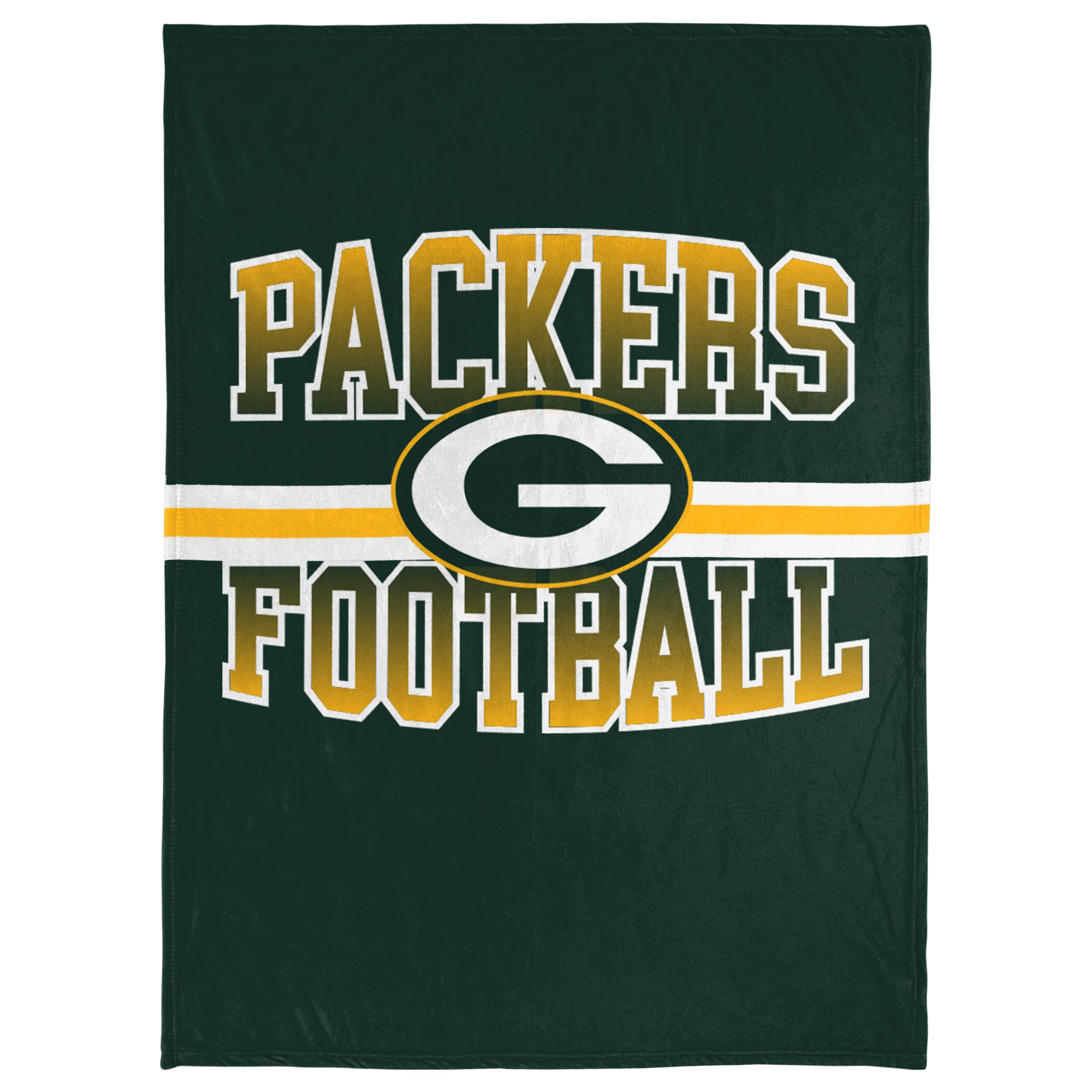Foco Nfl Micro Raschel Plush Throw Blanket, Stripe Logo 45 X 60, Green Bay Packers