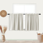 Koufall Short Curtains 30 Inches Long For Bathroom Set Of 2 Panels Cafe Tier Curtains Blackout Room Darkening Rod Pocket Cream Beige Curtains 30 Inch Length For Small Windows Kitchen 52X30