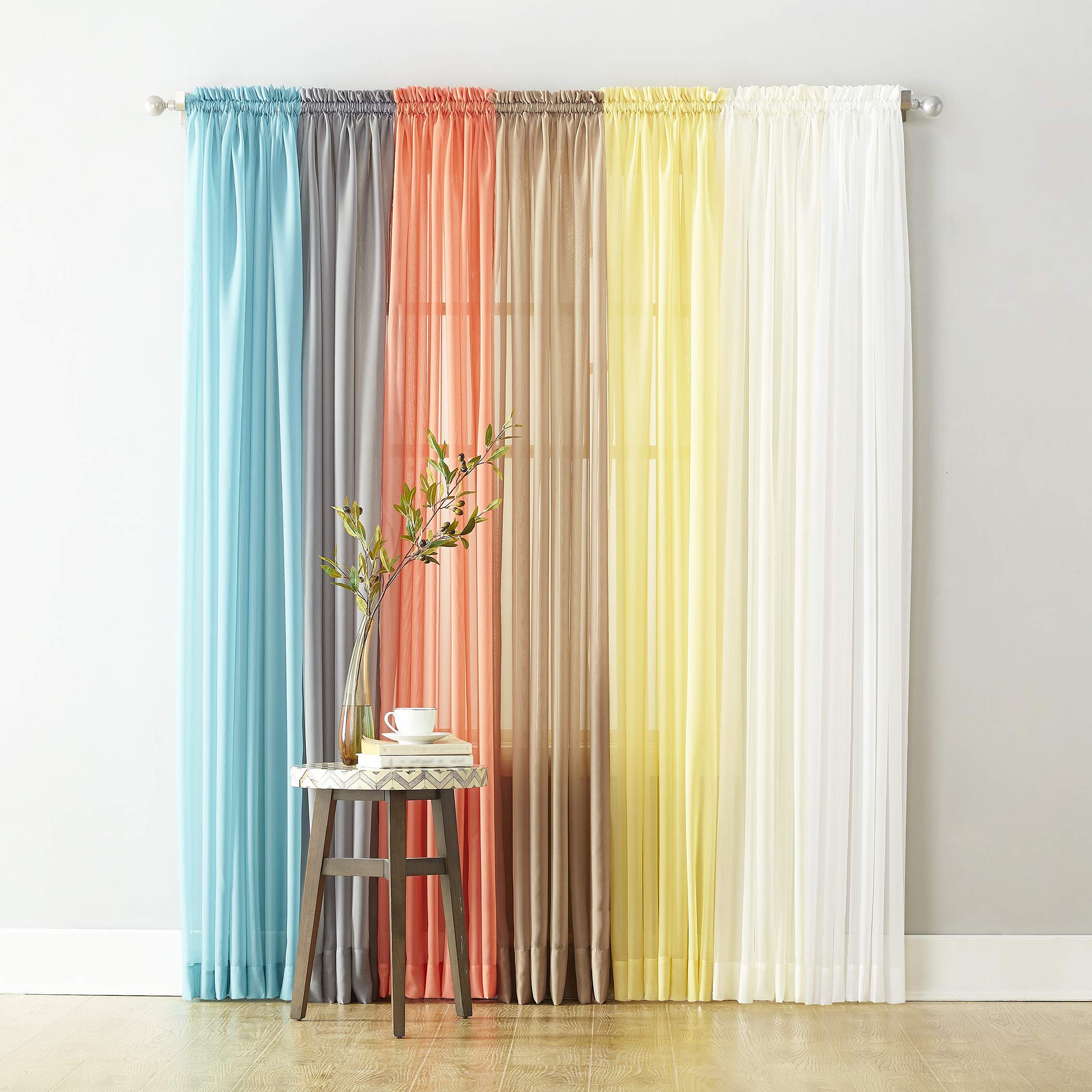 No. 918 Emily Sheer Voile Rod Pocket Curtain Panel, 59'' X 120'', Eggshell